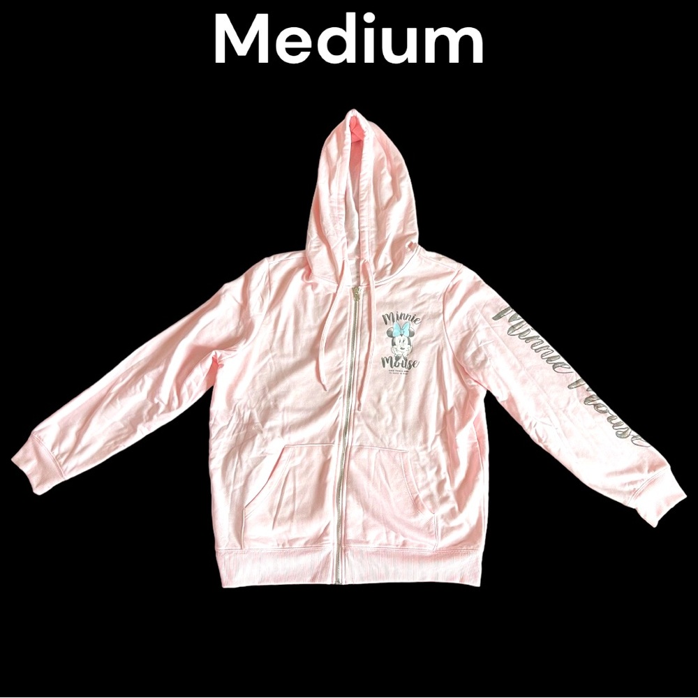 NWOT Medium Pink Minnie Mouse Zip up Hoodie Jacket